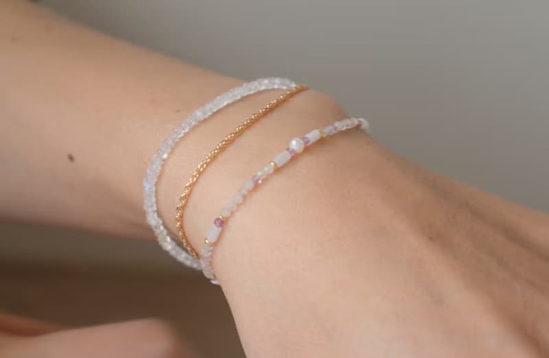 手鍊 粉紅澳寶 紫水晶 紫幽靈 天然石 - 相信自己 -