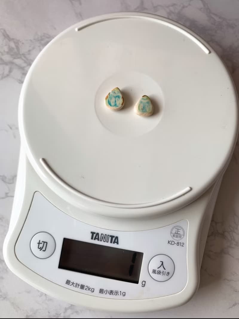 貝 のような 小ぶり 金継ぎ 陶器 ピアス イヤリング ノンホールピアス 小さい シンプル 水色 ライトブルー 緑 グリーン ゴールド 金 貝殻 やきもの