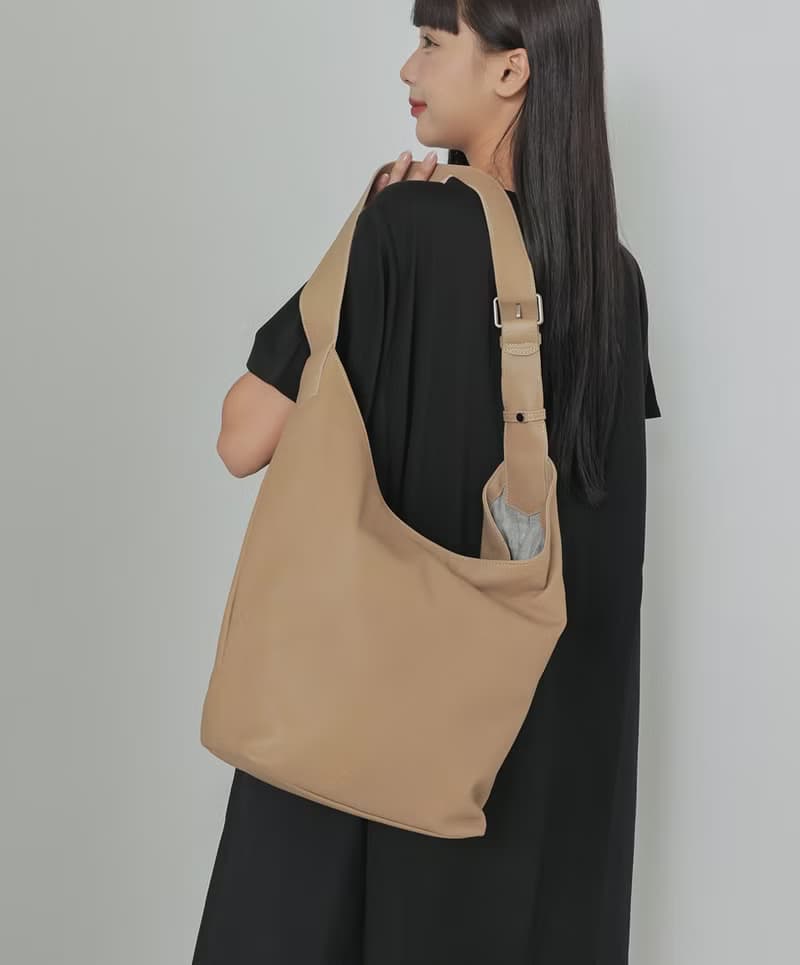 supportingrole 圓弧簡約空氣感真皮側背包 奶茶