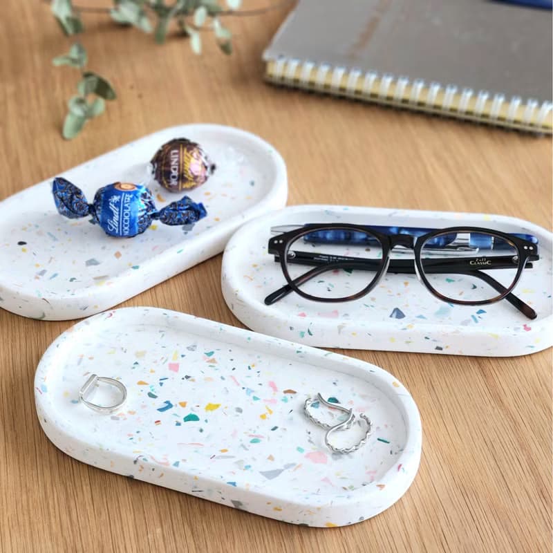 Oval tray / オーバル型トレイ-  Colorful mix terrazzo / ジェスモナイト