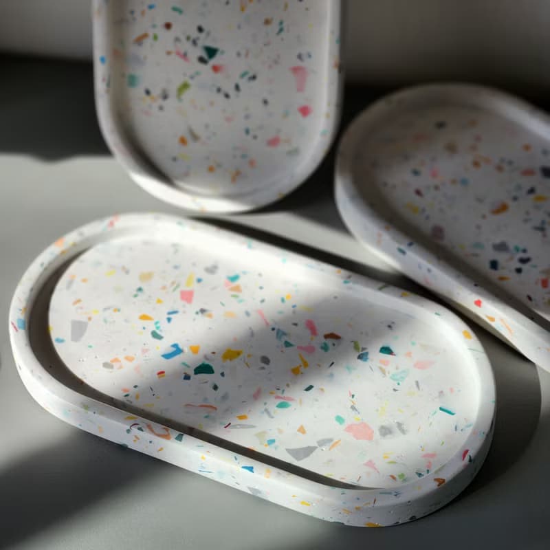 Oval tray / オーバル型トレイ-  Colorful mix terrazzo / ジェスモナイト