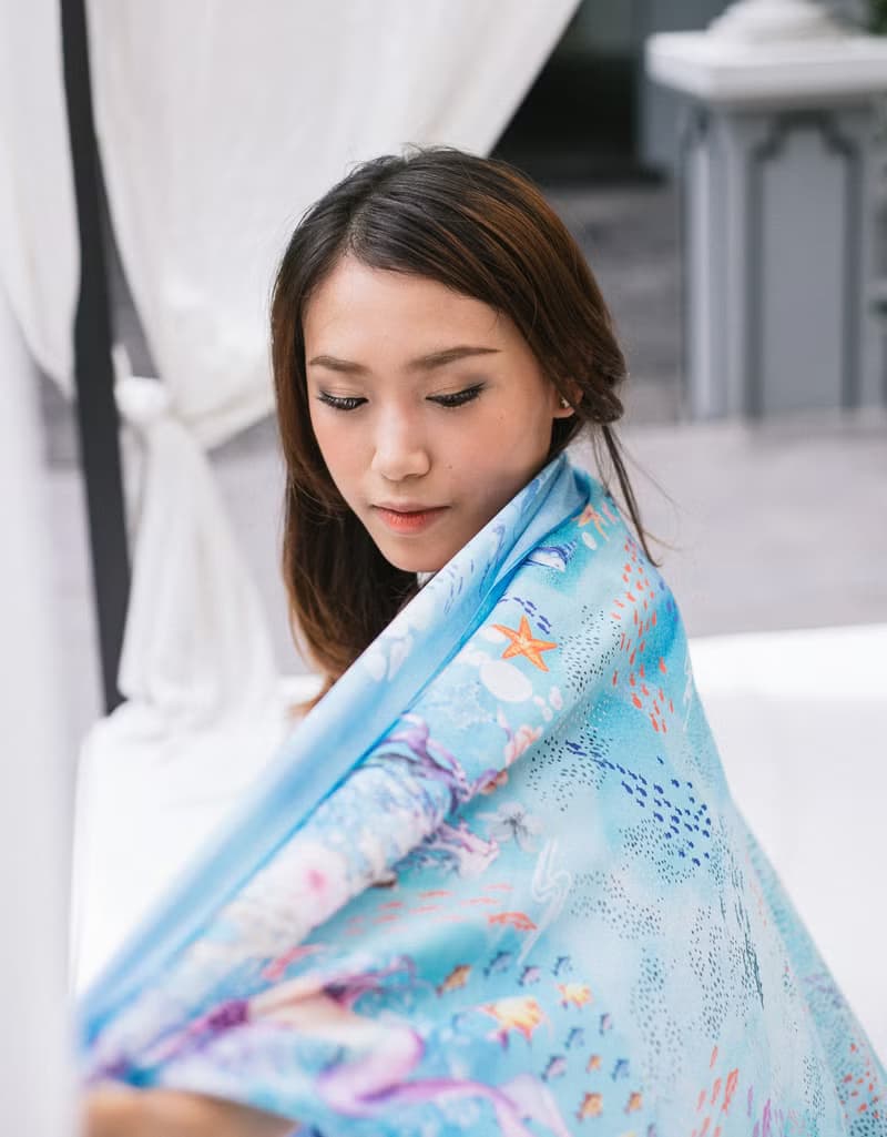馬爾代夫 - 海底世界絲巾／圍巾 (Maldives-Wheel scarf- Under the Ocean Collection)