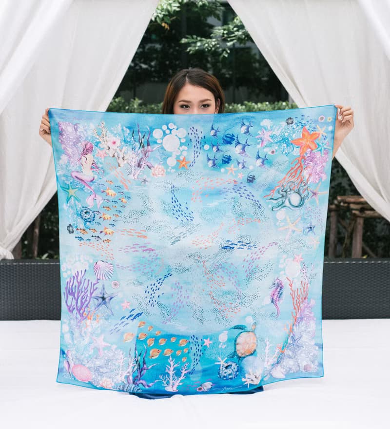 馬爾代夫 - 海底世界絲巾／圍巾 (Maldives-Wheel scarf- Under the Ocean Collection)