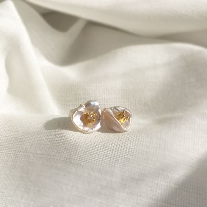 K14gf Keshi Pearl Earrings