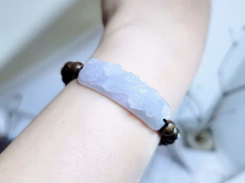 【親翠】天然翡翠 淡藍紫絕美梅花手牌