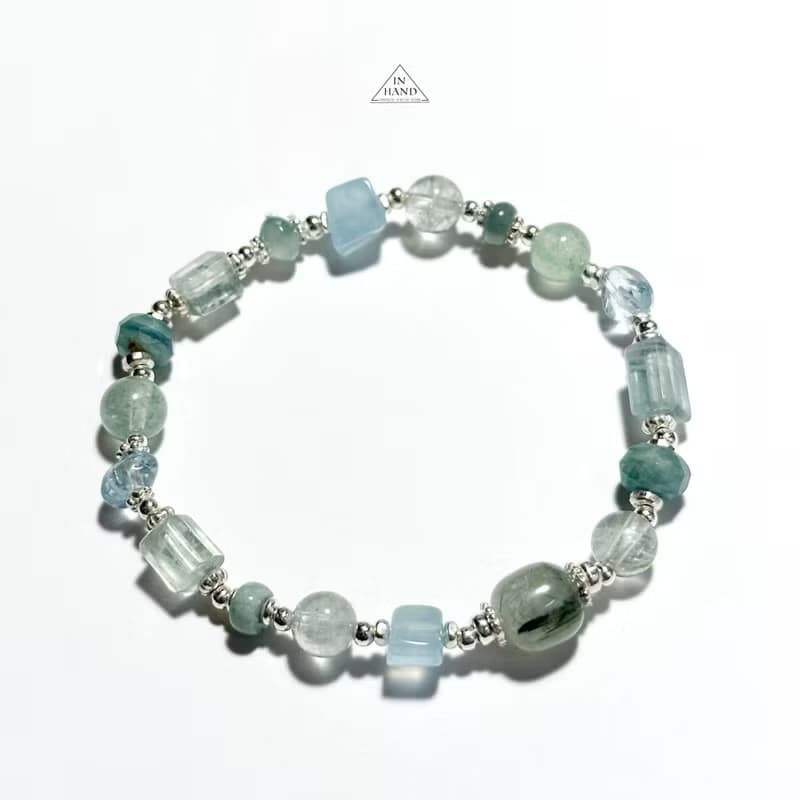 晨光青草香-水晶.純銀設計手鍊