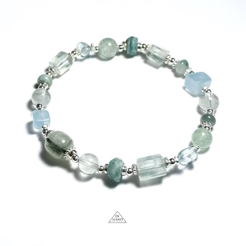 晨光青草香-水晶.純銀設計手鍊