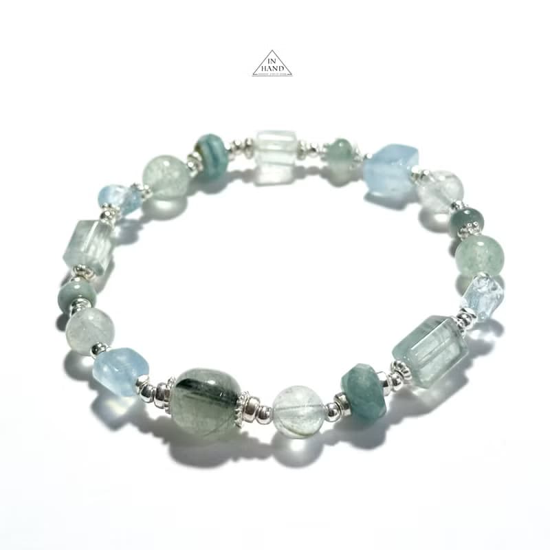 晨光青草香-水晶.純銀設計手鍊