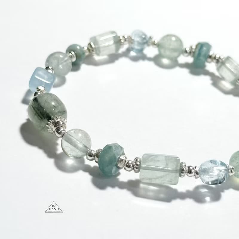 晨光青草香-水晶.純銀設計手鍊