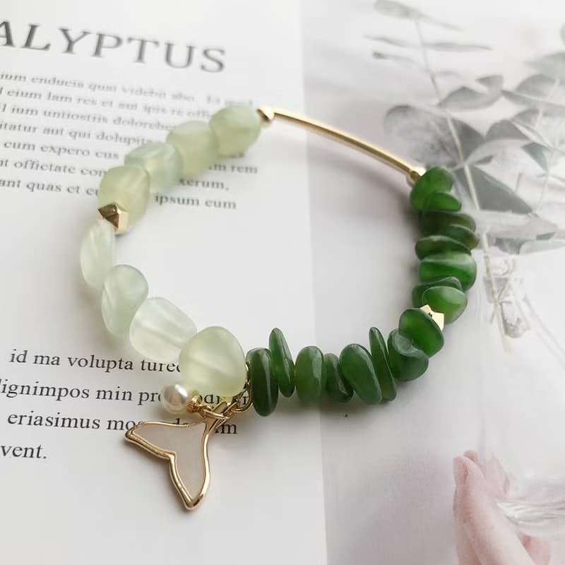 翠葉人魚之舞手鍊 | 不規則玉石人魚珍珠原創設計