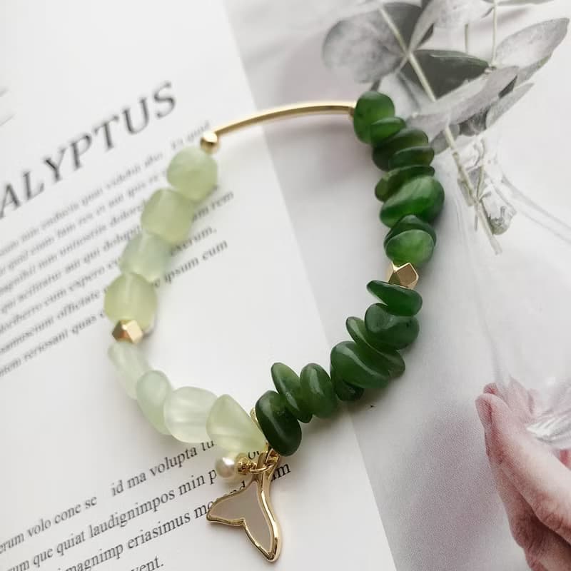 翠葉人魚之舞手鍊 | 不規則玉石人魚珍珠原創設計