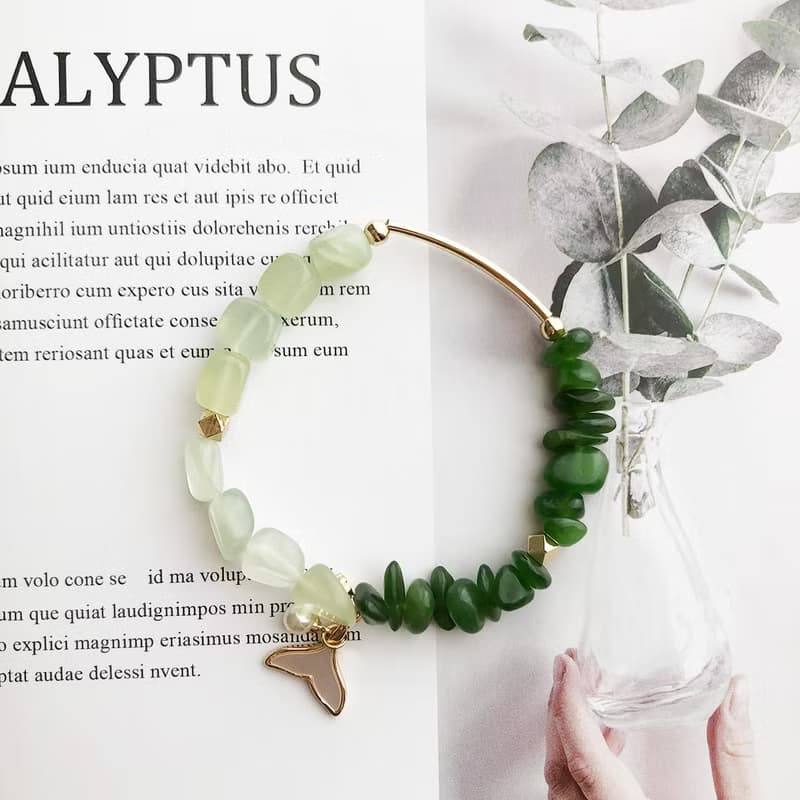 翠葉人魚之舞手鍊 | 不規則玉石人魚珍珠原創設計
