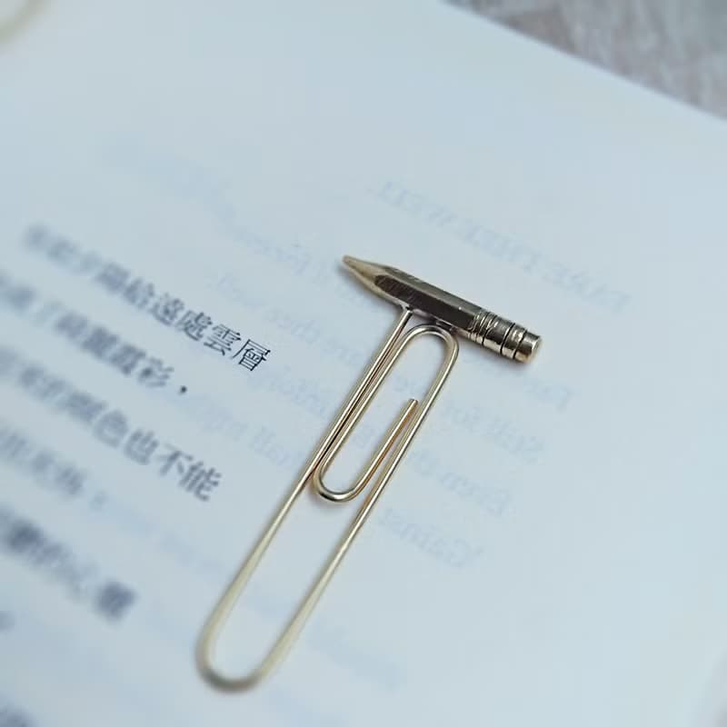 書房系─小鉛筆書籤- 黃銅復古迴紋針書籤