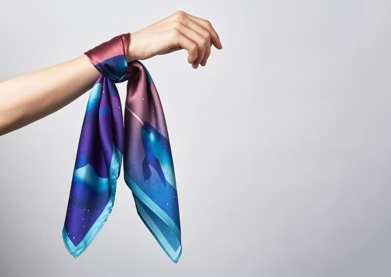 Ocean Silk Satin Scarf (Narwhal), Pure Silk Satin, Square Scarf