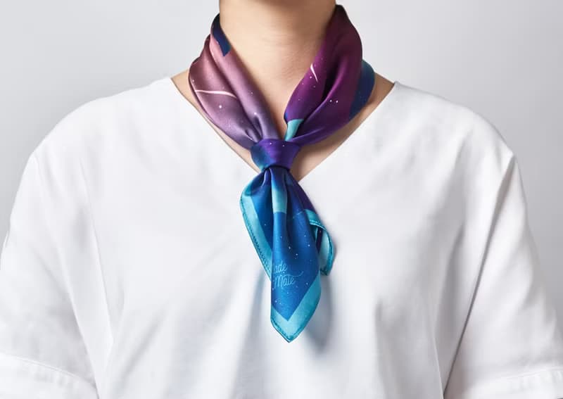 Ocean Silk Satin Scarf (Narwhal), Pure Silk Satin, Square Scarf