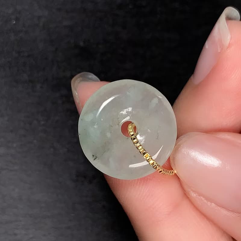 【願‧平安】冰種飄花翡翠平安扣項鍊 | 天然緬甸玉A貨翡翠 |送禮