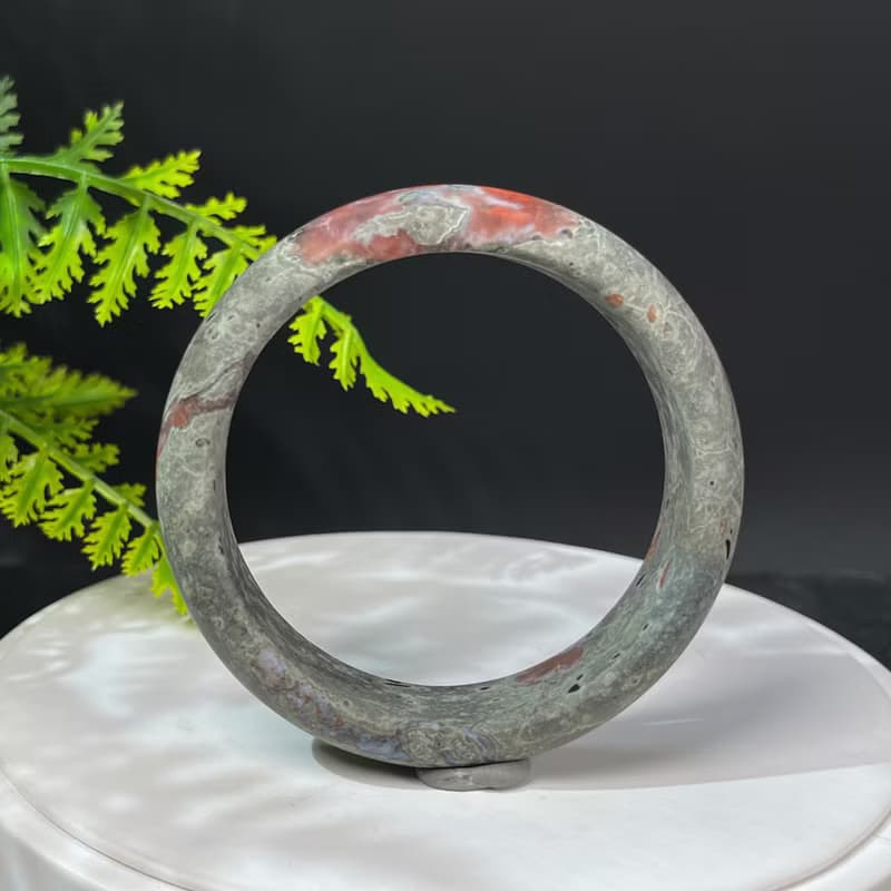 鐵皮南紅瑪瑙手鐲61MM 柿子紅啞光款鴻運當頭赤玉手環 古樸厚重