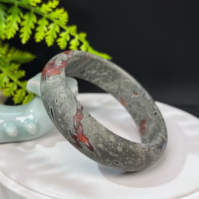 鐵皮南紅瑪瑙手鐲61MM 柿子紅啞光款鴻運當頭赤玉手環 古樸厚重