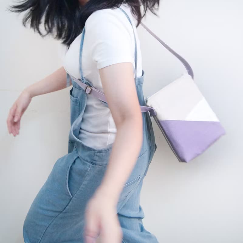 現貨手作夏日冰淇淋拼色小巧包-粉紫芋泥色