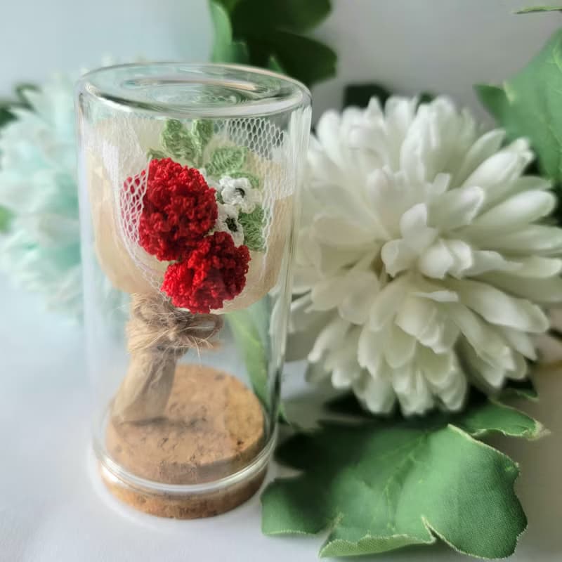 康乃馨 小花束 迷你花束  / 扣針 胸針 心口針 人手鉤織 母親節