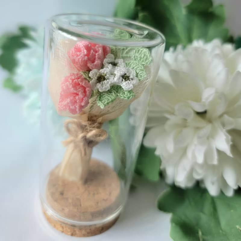 康乃馨 小花束 迷你花束  / 扣針 胸針 心口針 人手鉤織 母親節