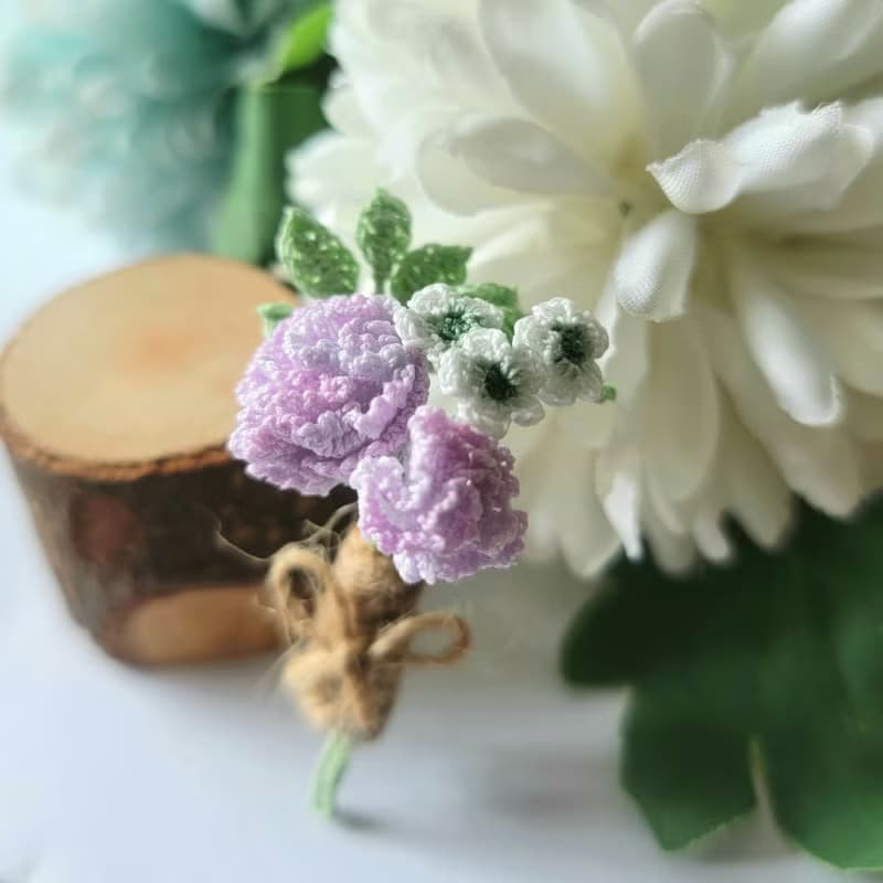 康乃馨 小花束 迷你花束  / 扣針 胸針 心口針 人手鉤織 母親節