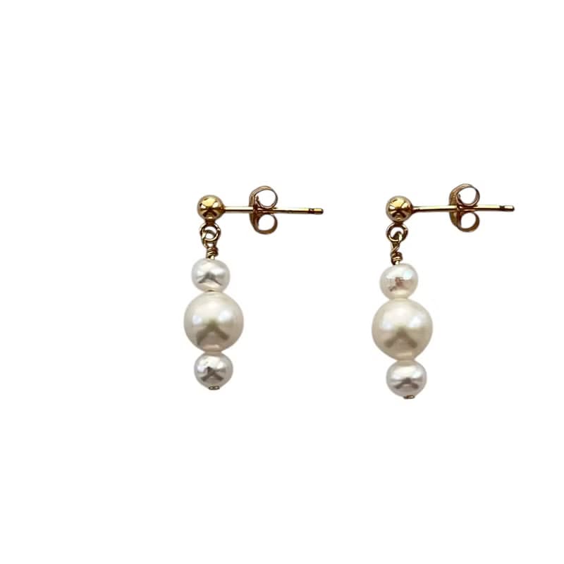 經典天然淡水珍珠大小珠三件式首飾套組 亦可分開訂購