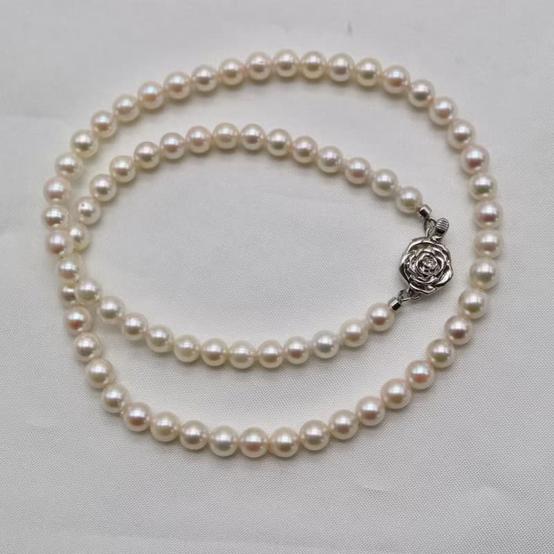 僅此一條 日本直送 4.5mm乳白色akoya珍珠項鍊 天然海水珍珠 銀釦