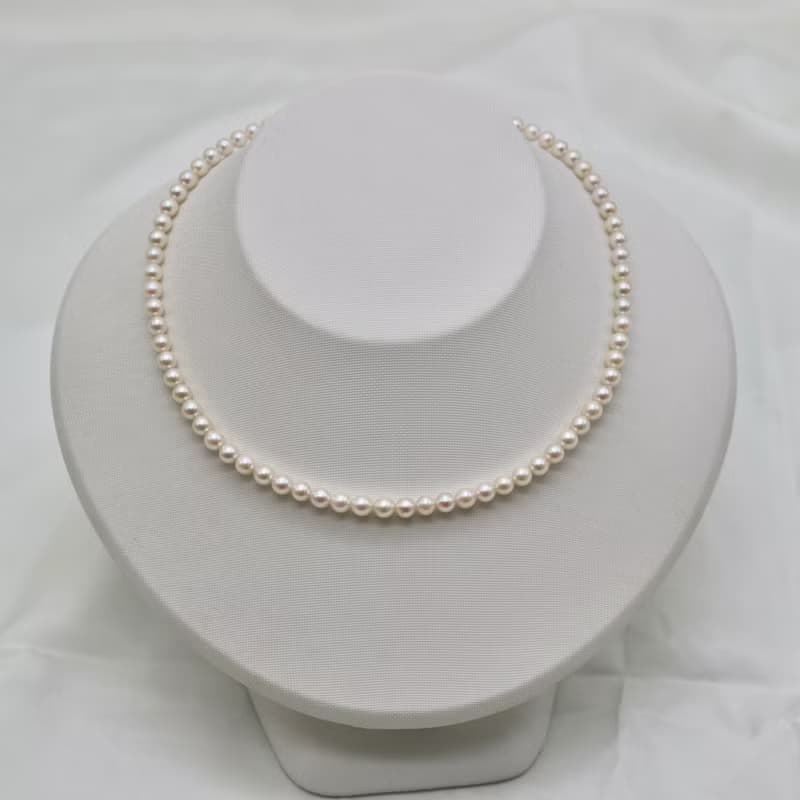 僅此一條 日本直送 4.5mm乳白色akoya珍珠項鍊 天然海水珍珠 銀釦