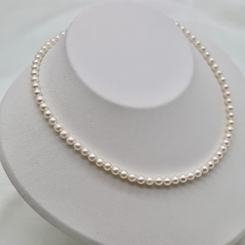 僅此一條 日本直送 4.5mm乳白色akoya珍珠項鍊 天然海水珍珠 銀釦