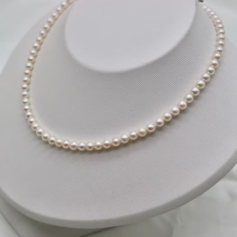 僅此一條 日本直送 4.5mm乳白色akoya珍珠項鍊 天然海水珍珠 銀釦