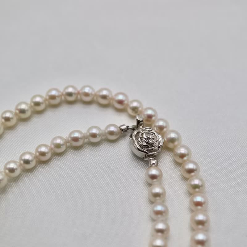 僅此一條 日本直送 4.5mm乳白色akoya珍珠項鍊 天然海水珍珠 銀釦