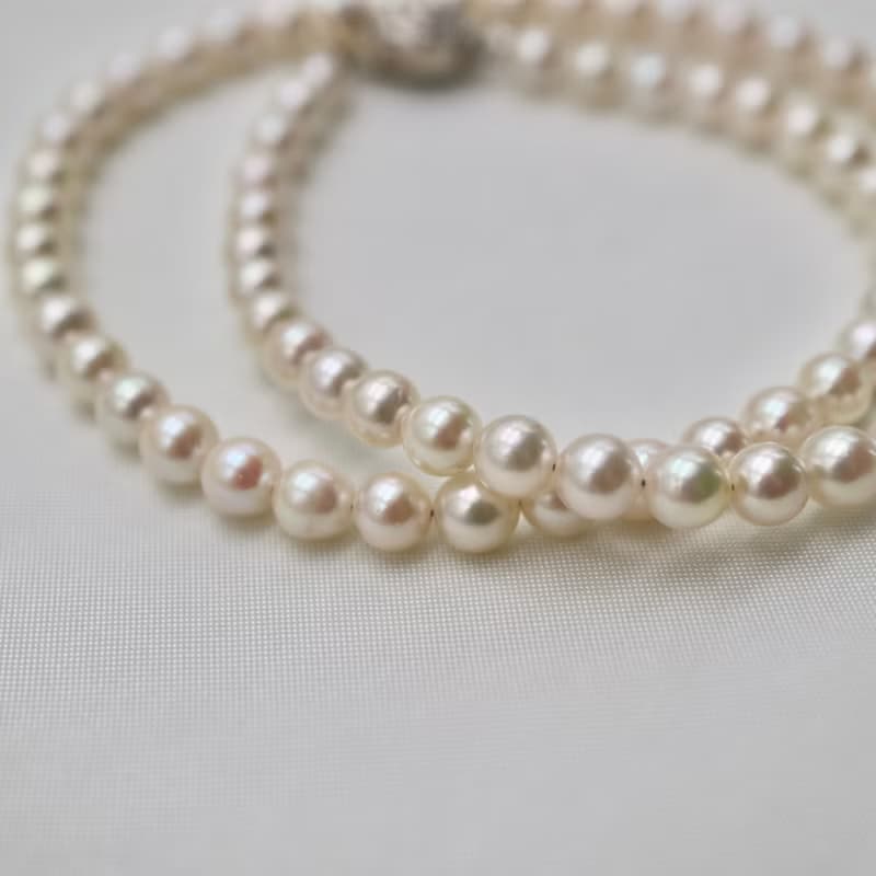 僅此一條 日本直送 4.5mm乳白色akoya珍珠項鍊 天然海水珍珠 銀釦