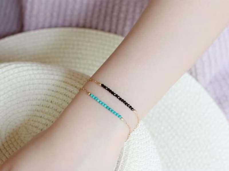 人生の守護石 ターコイズの波チェーンブレスレット 重ね付けにも 12月誕生石