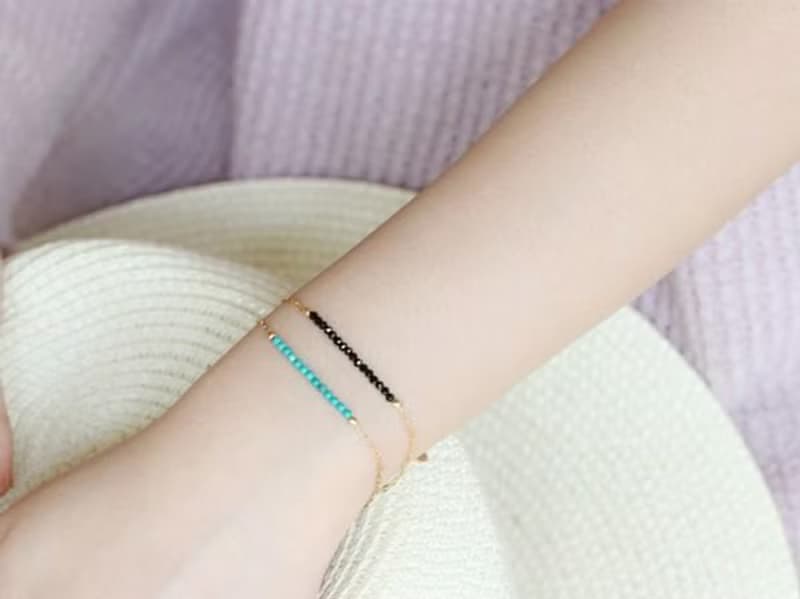 人生の守護石 ターコイズの波チェーンブレスレット 重ね付けにも 12月誕生石