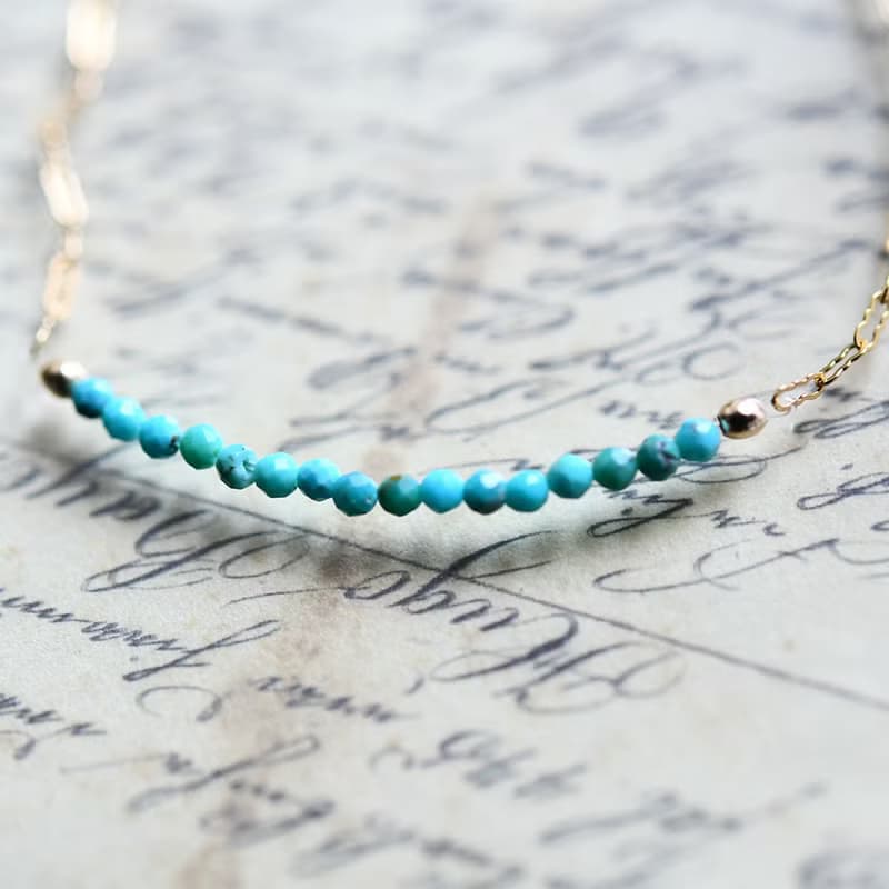 人生の守護石 ターコイズの波チェーンブレスレット 重ね付けにも 12月誕生石