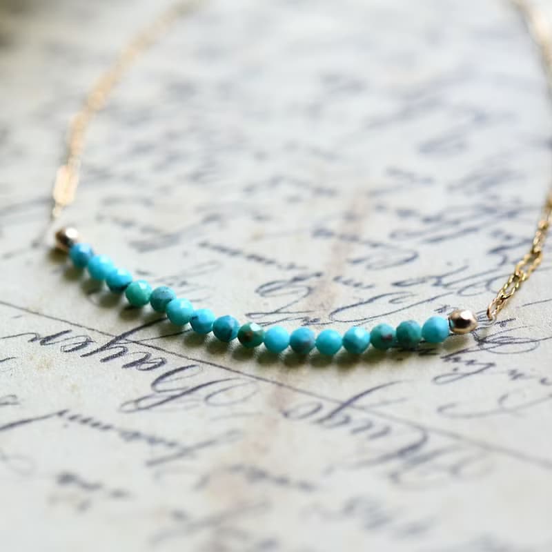 人生の守護石 ターコイズの波チェーンブレスレット 重ね付けにも 12月誕生石