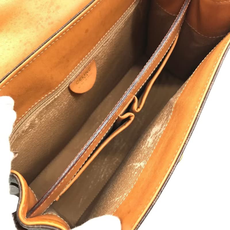 【母親節優惠】稀有中古二手Celine老花金扣凱莉皮革手提袋小拿包