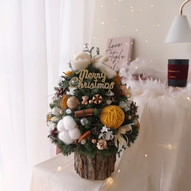可愛小熊雪松聖誕樹黃色裝飾 永生聖誕樹 聖誕節裝飾 聖誕禮物