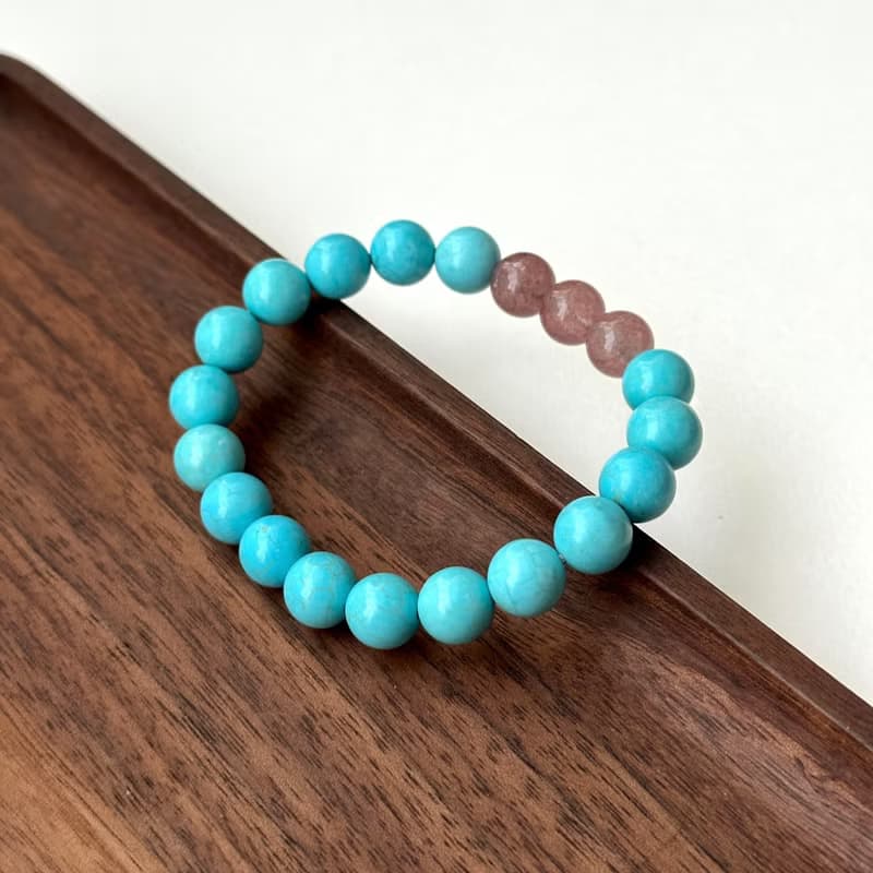 【射手摩羯座|12月生日】藍松石草莓晶鍍銀手鏈 幸運勇氣心靈創傷