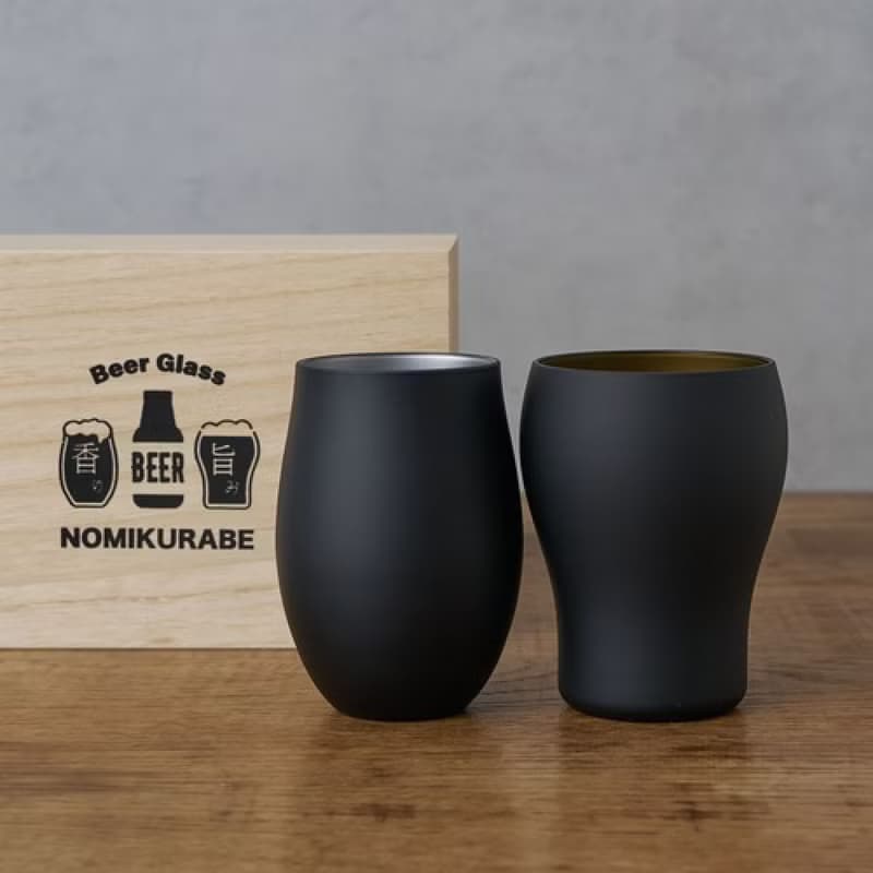 日本NOMIKURABE 啤酒杯組木盒禮盒