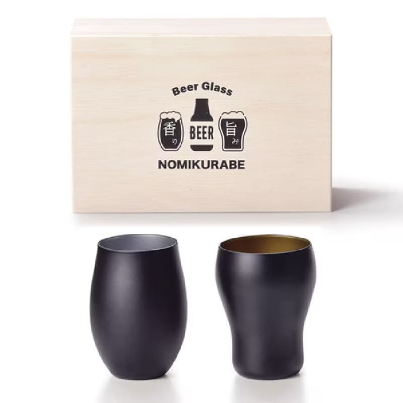 日本NOMIKURABE 啤酒杯組木盒禮盒