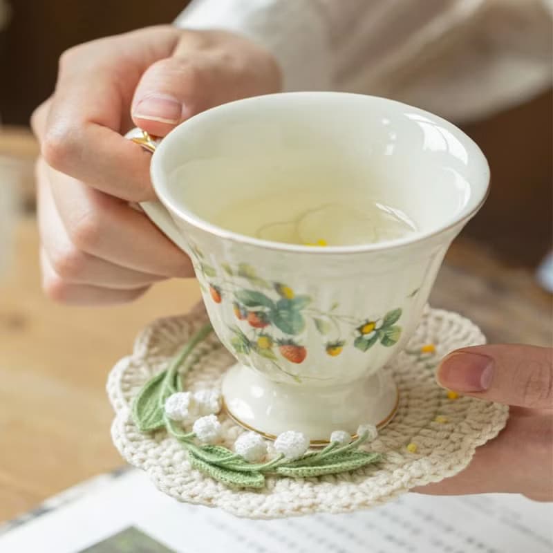 手工編織杯墊材料包——立體花朵杯墊隔熱防滑杯墊 禮物