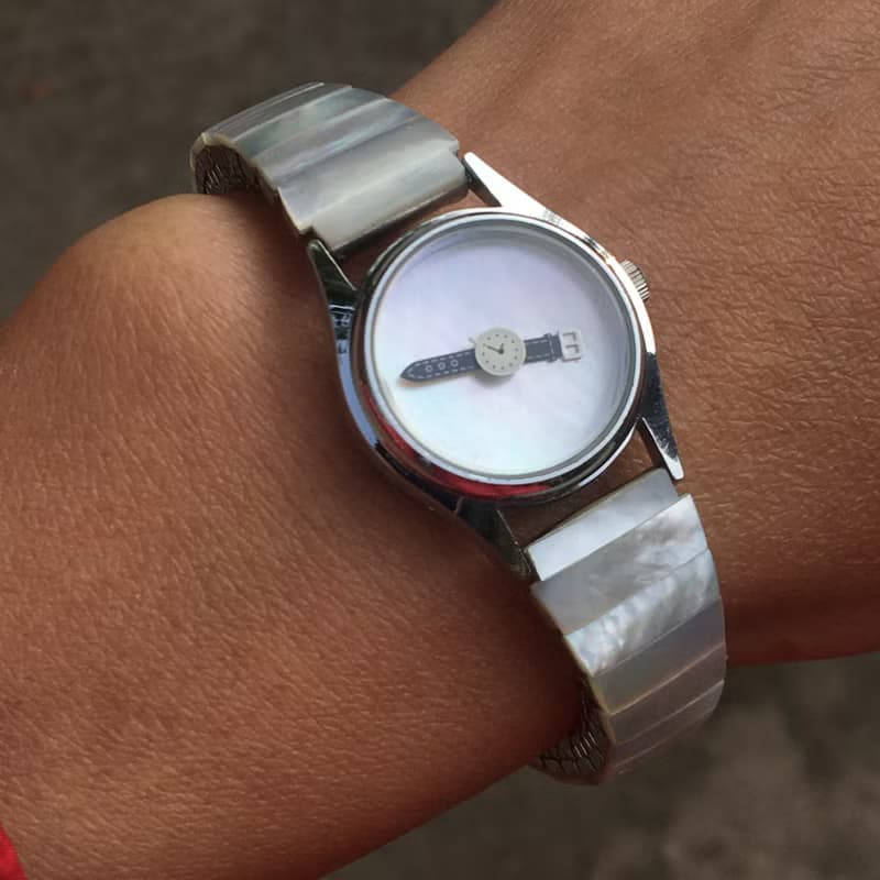 【Lost and find】簡約感 天然石 貝母 手錶中的手錶