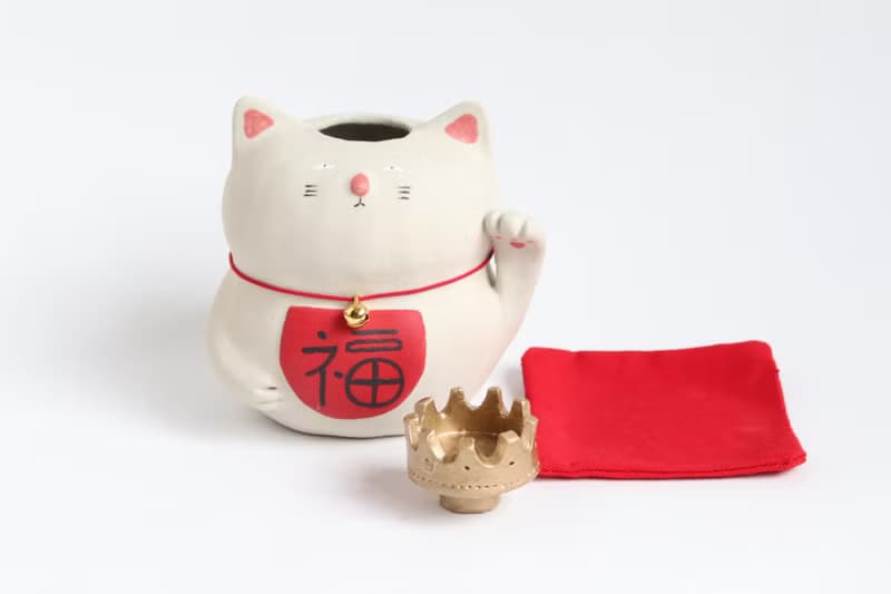 招き猫の王様一輪挿し　左手【受注生産】