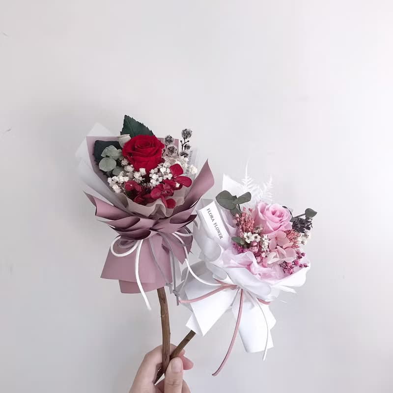 Flora Flower永生單支玫瑰-紅粉小玫瑰(2款)