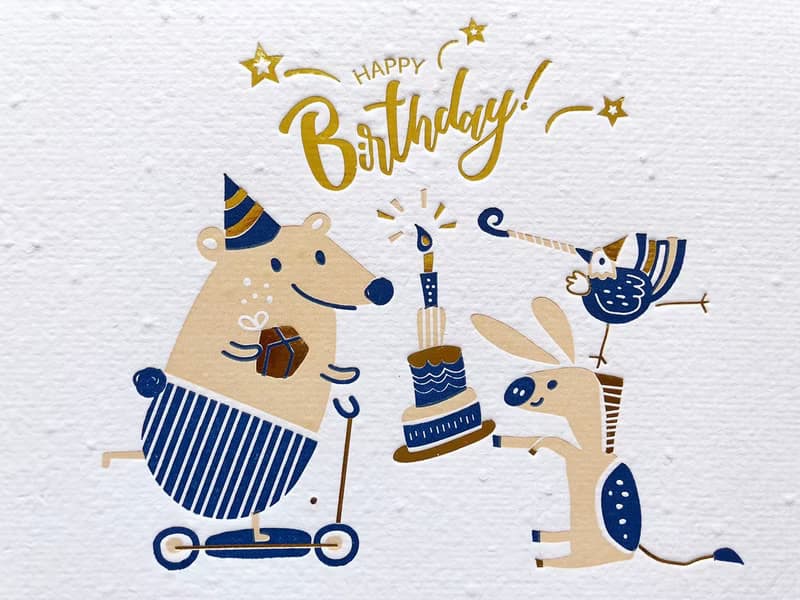 種子紙生日卡 Happy Birthday (驢子、雞、熊)