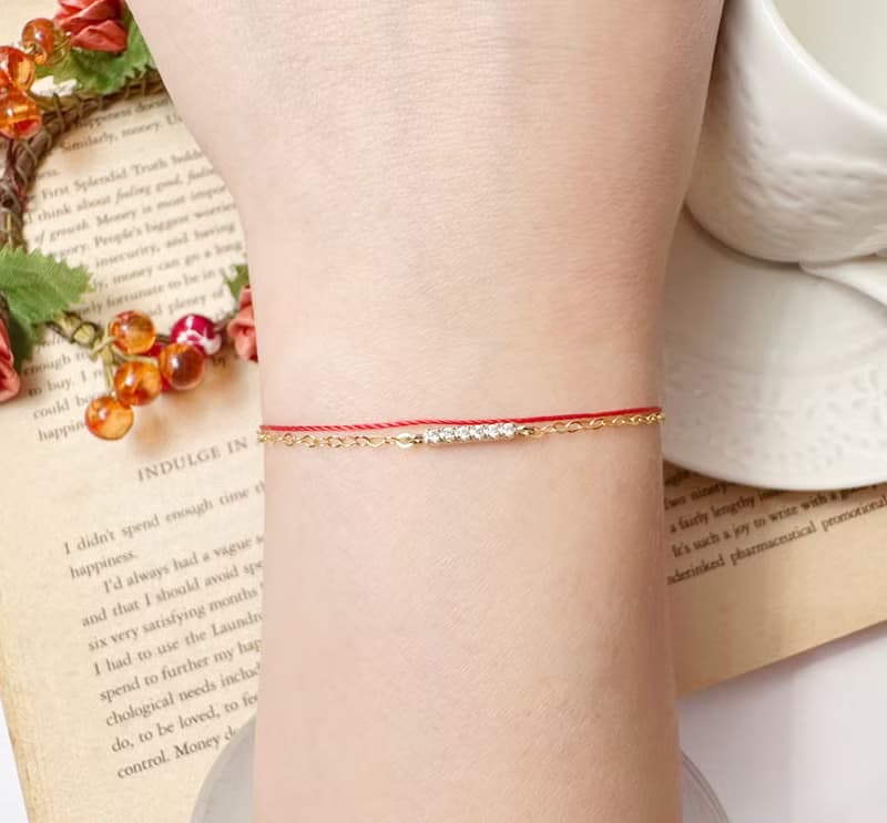 練繩款 鍍金 排鑽 精緻 設計款 紅線 手鍊 鋯石 人緣 幸運 飾品