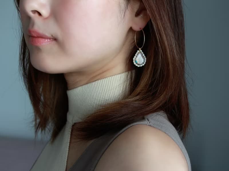 14kgf- multi turquoise hoop pierced earrings