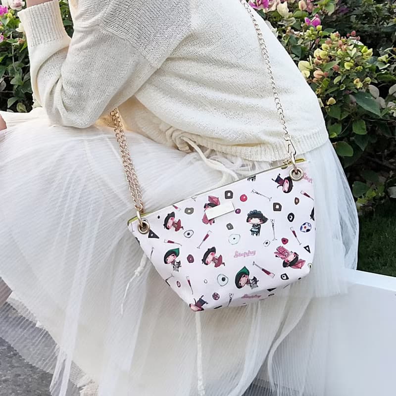 買2送1【奇幻旅行】可調節長短鏈條帆布斜背包/餃子包